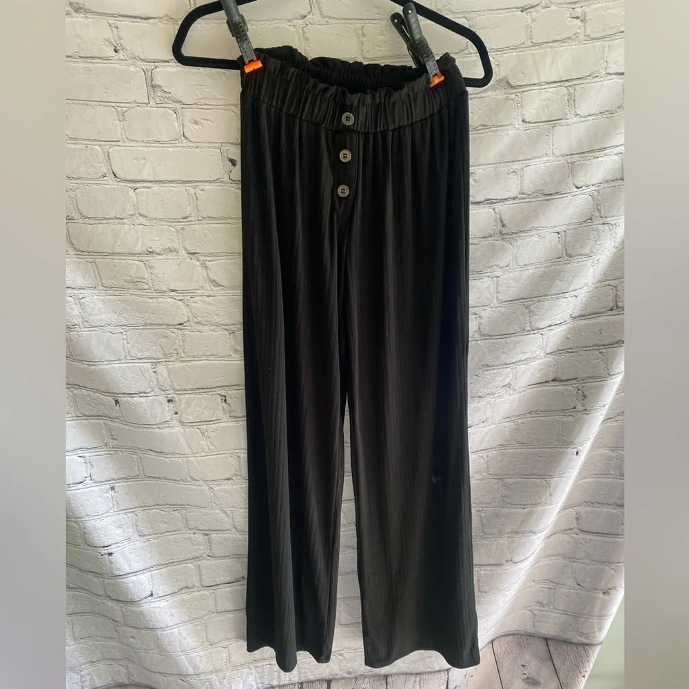5/$20 Women’’s Joe B High Waisted‎ Wide Leg Ribbed Trouser Leggings Medium Black